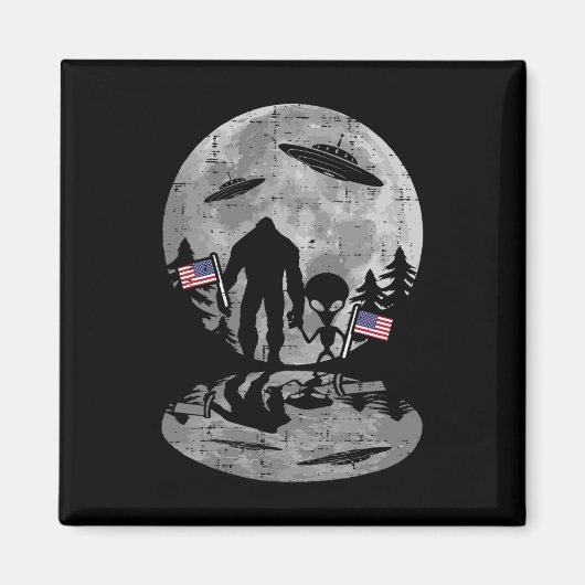 Van Juli Bigfoot Alien Ufo Grappige Patriottische Magneet (Voorkant)