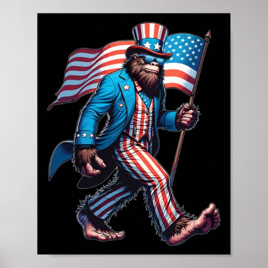 Van juli Bigfoot Sasquatch Patriottische Amerikaan Poster (Voorkant)