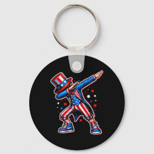 Van juli Cool Dabbing Boy Amerikaanse vlag Patriot Sleutelhanger