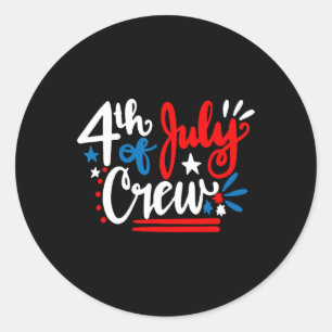 Van juli Crew Shirt Independence Day Familie Match Ronde Sticker