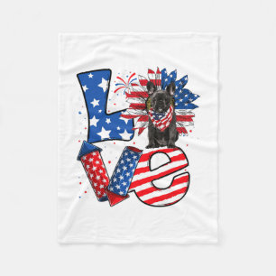 Van juli Decor Patriottische Liefde Franse Bulldog Fleece Deken