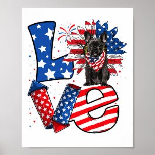 Van juli Decor Patriottische Liefde Franse Bulldog Poster