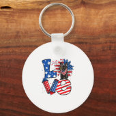 Van juli Decor Patriottische Liefde Franse Bulldog Sleutelhanger (Voorkant)
