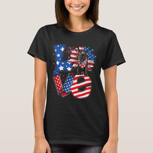 Van juli Decor Patriottische Liefde Franse Bulldog T-shirt (Voorkant)