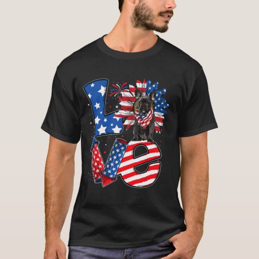 Van juli Decor Patriottische Liefde Franse Bulldog T-shirt (Voorkant)