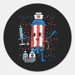 Van Juli Firecracker Verpleegster Grappig Amerika Ronde Sticker