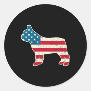 van juli Franse Bulldog Amerikaanse vlag USA Ronde Sticker