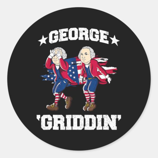 Van juli George Washington Griddy George Griddin 2 Ronde Sticker (Voorkant)