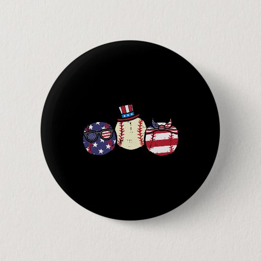 van juli honkbal onafhankelijkheidsdag amerika Man Ronde Button 5,7 Cm (Voorkant)