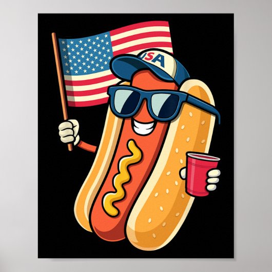 van juli hotdog grappig vierde juli patriottische  poster (Voorkant)