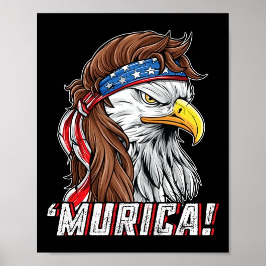 van juli kale adelaar Mullet Murica USA Amerika Poster (Voorkant)