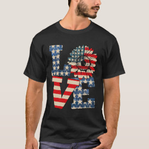 Van Juli Liefde Zonnebloem Patriottische Amerikaan T-shirt