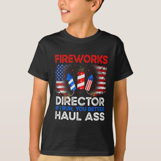 van juli Mannen Fireworks Director als ik je run F T-shirt (Voorkant)