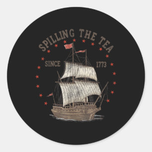 van juli morsen van de thee sinds 1773 geschiedeni ronde sticker