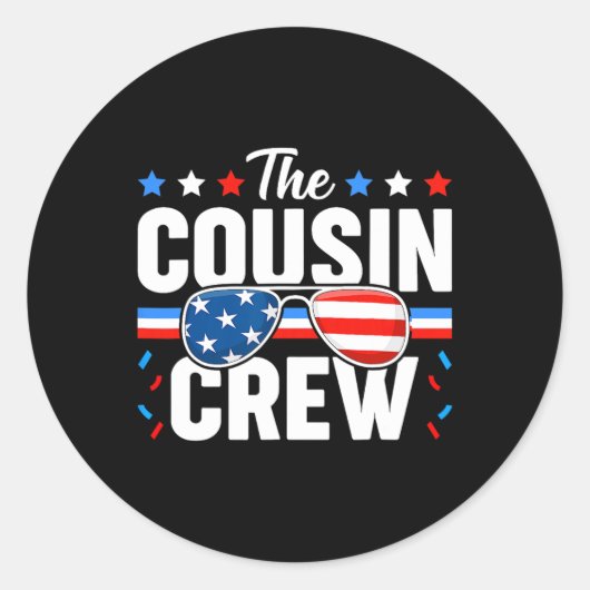 van juli neef bemanning patriottische Amerikaanse Ronde Sticker (Voorkant)