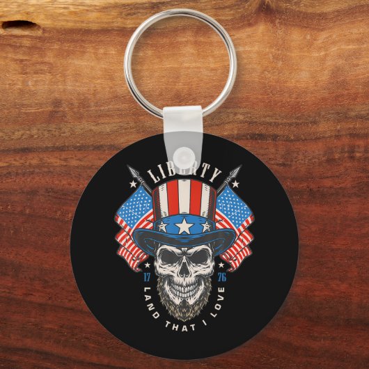 van juli Patriottisch Shirt Amerikaanse vlag Ameri Sleutelhanger (Voorkant)