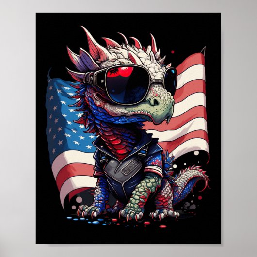 Van juli Patriottische Dragon Amerikaanse vlag Poster (Voorkant)