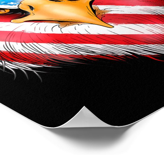 van juli Patriottische Eagle USA Amerikaanse vlag  Poster (Hoek)