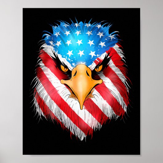 van juli Patriottische Eagle USA Amerikaanse vlag  Poster (Voorkant)