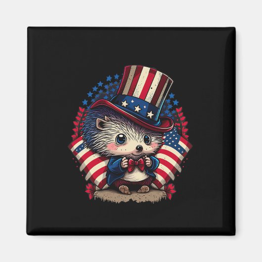 van juli Patriottische egel Amerikaanse vlag Magneet (Voorkant)