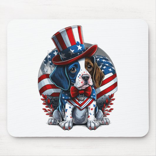 van juli Patriottische Engels Pointer hond ons vla Muismat (Voorkant)