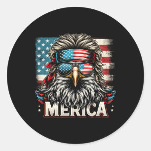 van juli patriottische grappige arend juli 4 USA A Ronde Sticker