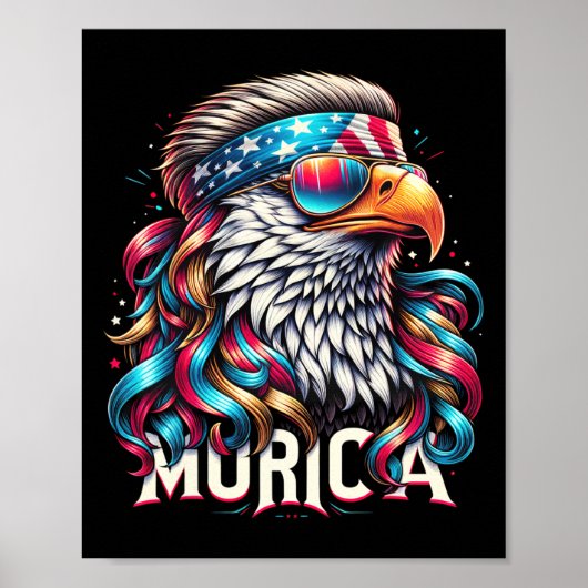 van juli patriottische grappige arend juli 4th USA Poster (Voorkant)