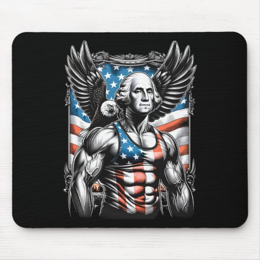 van juli patriottische grappige George Washington Muismat (Voorkant)