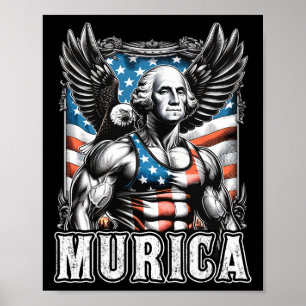 van juli patriottische grappige George Washington  Poster
