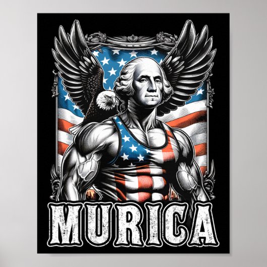 van juli patriottische grappige George Washington  Poster (Voorkant)