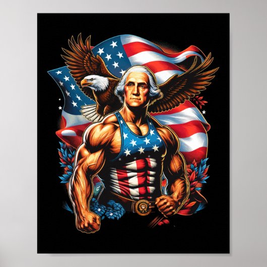 van juli patriottische grappige George Washington  Poster (Voorkant)