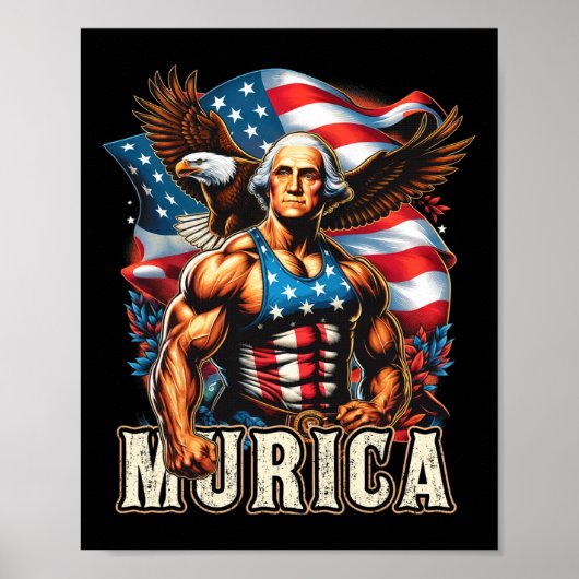van juli patriottische grappige George Washington  Poster (Voorkant)