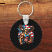 van juli patriottische grappige George Washington Sleutelhanger (Voorkant)