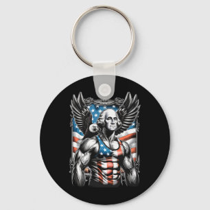 van juli patriottische grappige George Washington Sleutelhanger
