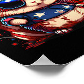 Van juli Patriottische Hamster Amerikaanse vlag Poster (Hoek)
