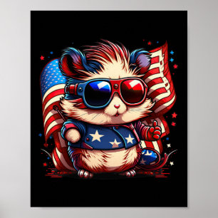 Van juli Patriottische Hamster Amerikaanse vlag Poster