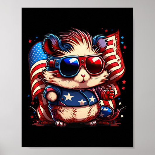 Van juli Patriottische Hamster Amerikaanse vlag Poster (Voorkant)