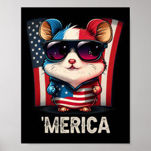 van juli patriottische hamster merica poster