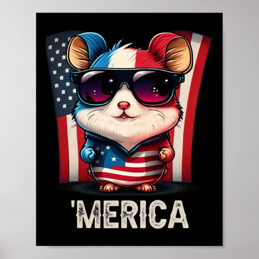 van juli patriottische hamster merica poster (Voorkant)
