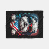 Van juli Patriottische Havanese Hond US vlag Fleece Deken (Voorkant (Horizontaal))