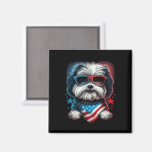 Van juli Patriottische Havanese Hond US vlag Magneet (Voorkant / Achterkant)