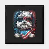 Van juli Patriottische Havanese Hond US vlag Magneet (Voorkant)