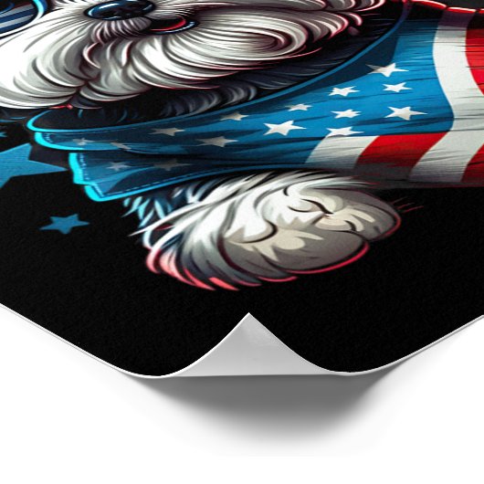 Van juli Patriottische Havanese Hond US vlag Poster (Hoek)