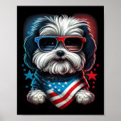 Van juli Patriottische Havanese Hond US vlag Poster (Voorkant)