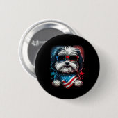 Van juli Patriottische Havanese Hond US vlag Ronde Button 5,7 Cm (Voorkant /achterkant)