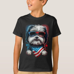 Van juli Patriottische Havanese Hond US vlag T-shirt