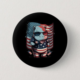 Van juli Patriottische Hippo Amerikaanse vlag Ronde Button 5,7 Cm