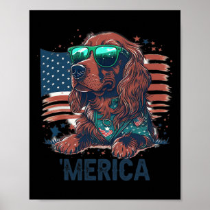 van juli patriottische Ierse setter hond Amerika Poster