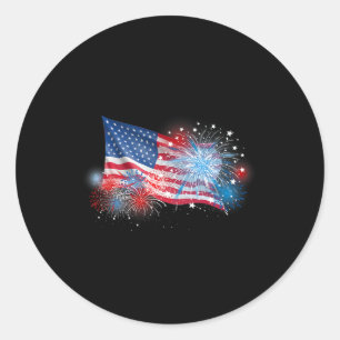 van juli rood wit en blauw vuurwerk Show VS vlag Ronde Sticker