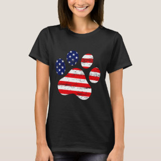 van juli Schattigee hondenpoot VS Amerikaanse vlag T-shirt